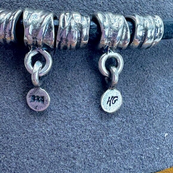 VTG Sterling Silver 925 Wrap Design Leather Cord Bracelet Size 7.5" Fit - Picture 5 of 8